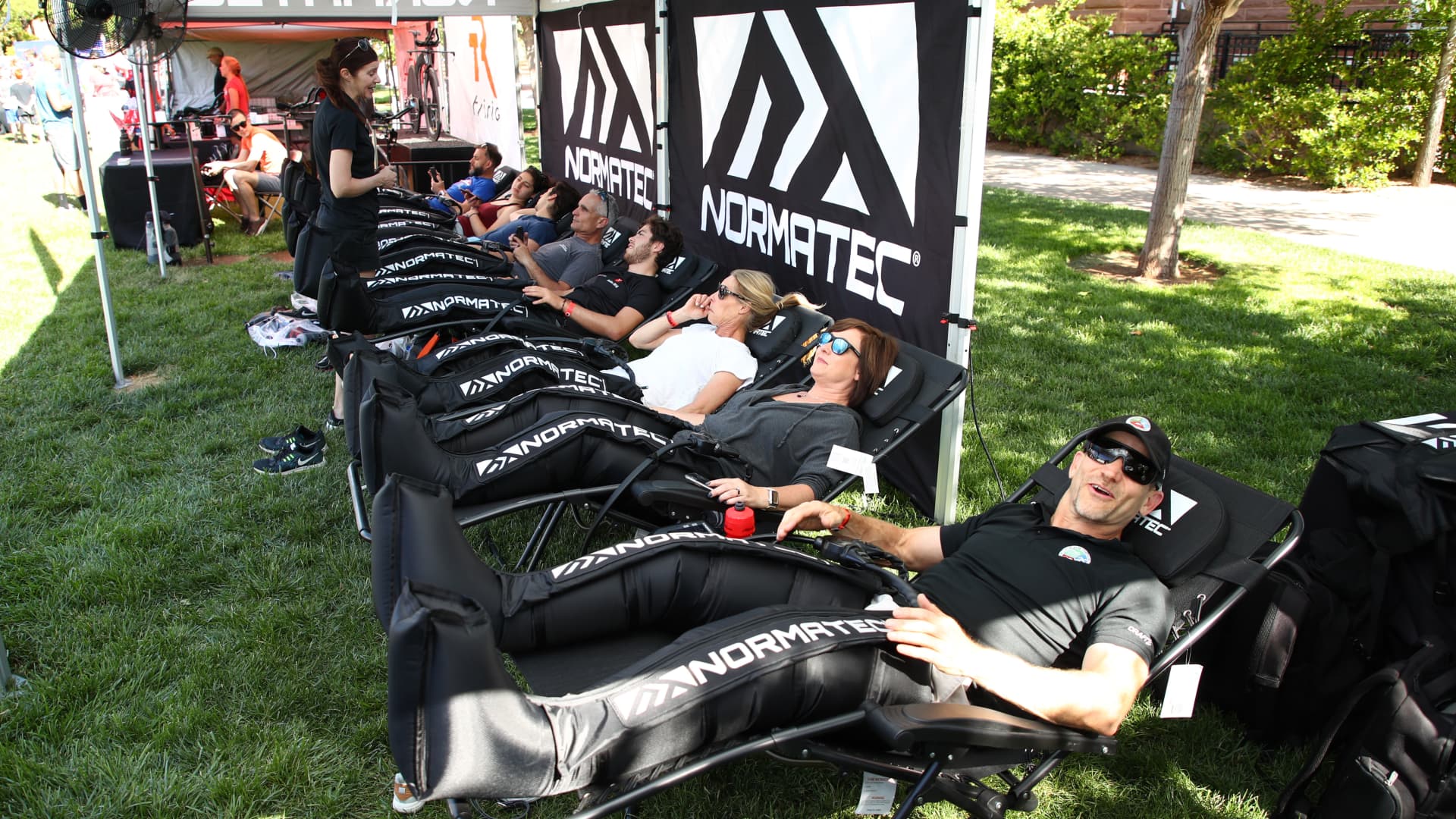 Normatec compression recovery lounge